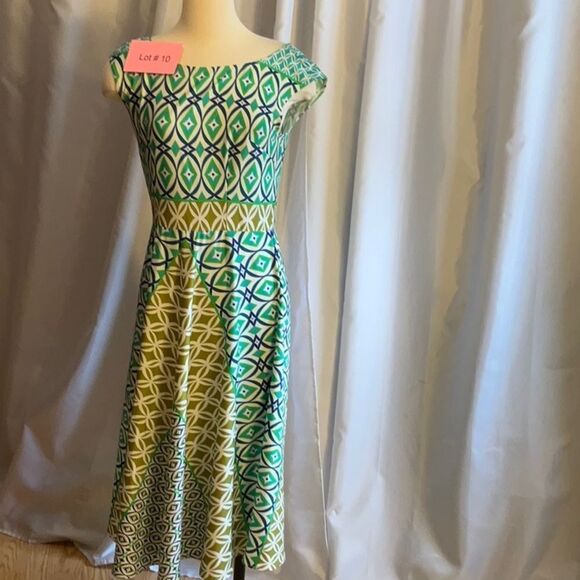 NWOT LONDON TIMES size 4 dress in geo pattern multicolored - Picture 2 of 10